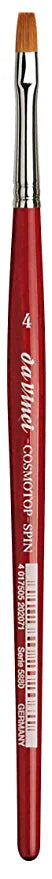 Da Vinci Cosmotop Spin Series 5880 Watercolour Flat Brushes Red Transparent Handle Size 4