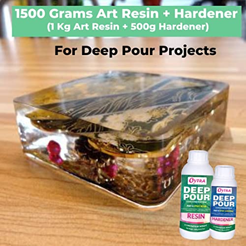 Oytra Epoxy Resin Hardener 2:1 Deep Pour Casting 1.5 Kgs Ultra Clear Transparent Finish for Professionals Table Top and Big Projects DIY Art Craft