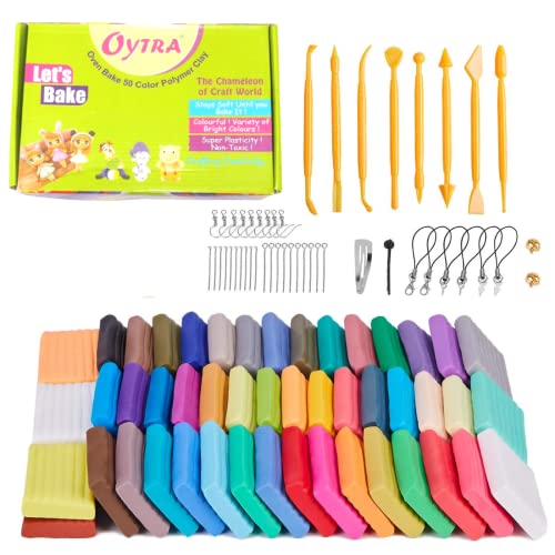 Oytra Polymer Clay Oven Bake 50 Color Set for Jewelry Making Sculpting Art Earrings