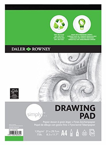 Daler-Rowney Simply Eco Drawing Paper Pad (120 GSM, A4, 50 Sheets) Pack of 1