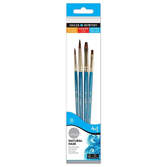 Daler-Rowney Simply Short Handle Watercolour Brush Set (4 Brushes)