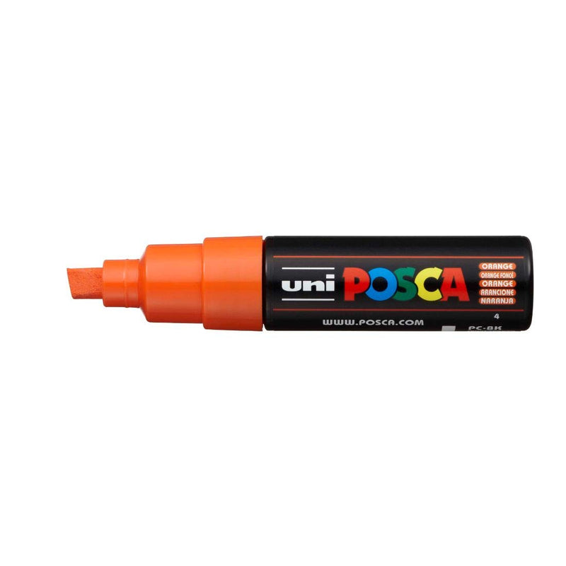Uniball Posca PC-8K Bold Point Chisel Shaped Marker Pen (8.0 mm, Orange Ink, Pack of 1)
