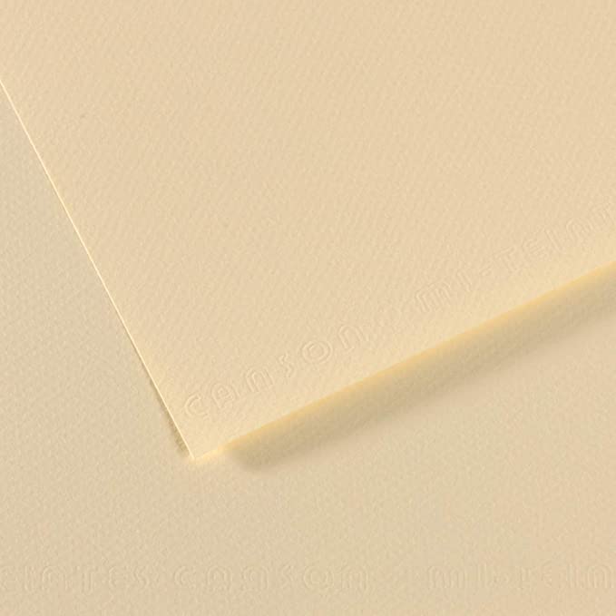 Canson Mi-Teintes A4 21x29.7cm; Coloured Drawing Paper, Pale Yellow, Honeycombed Grain 160 GSM (Pack of 10 Sheets)