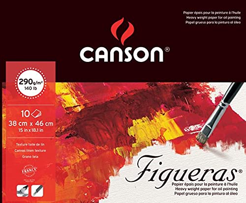 Canson Figueras Oil 290 GSM Canvas Grain 38 x 46 cm Paper Pad (Natural White, 10 Sheets)