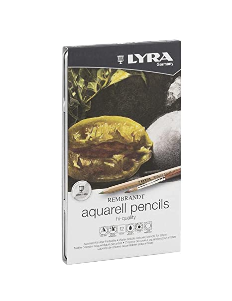 Lyra Rembrandt Aquarell Watercolour Art Pencil Set with Metal Case (Assorted, Pack of 12)