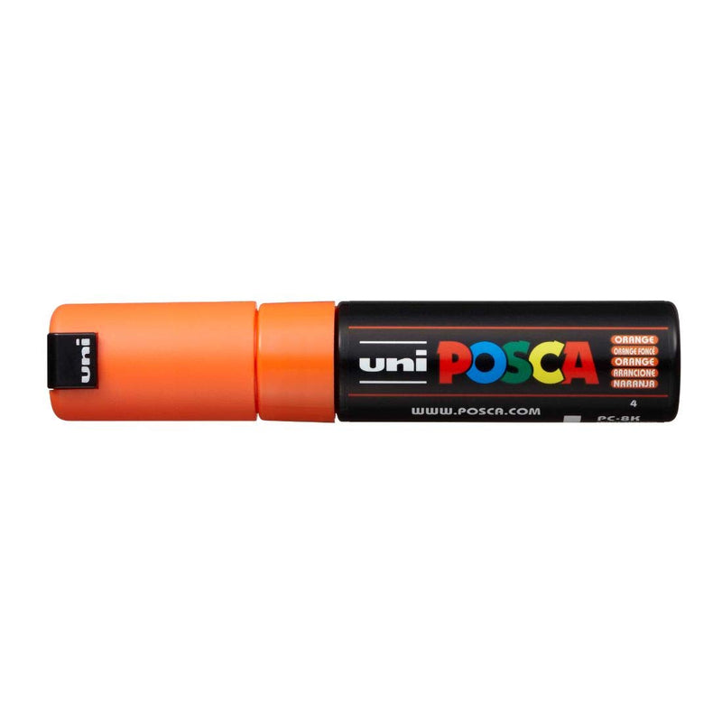 Uniball Posca PC-8K Bold Point Chisel Shaped Marker Pen (8.0 mm, Orange Ink, Pack of 1)