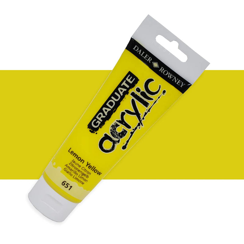 Daler-Rowney Graduate Acrylic Colour Paint Tube (120ml, Lemon Yellow-651), Pack of 1