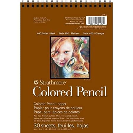 STRATHMORE 400 COLORED PENCIL PAD Wire Bound, (6"x8") 30 Sheets, GSM 163