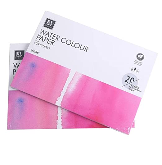 Art Nation Water Colour Paper for Studio 20 Sheets 300GSM ( Acid Free Cold Press ) with Hard Back 300 GSM / 140 lb; Size – A4 (29.7 cm x 21 cm )
