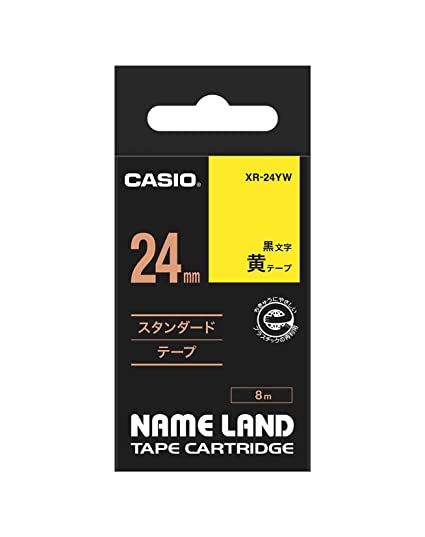 CASIO EZ-LABEL PRINTER TAPE CARTRIDGE 24MM BLACK ON YELLOW