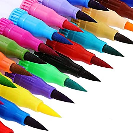 Art Markers 12 Colours Dual Tips Coloring Brush Fineliner Colour Pens, Water Based Marker for Calligraphy Drawing Sketching Coloring Book Journal Art