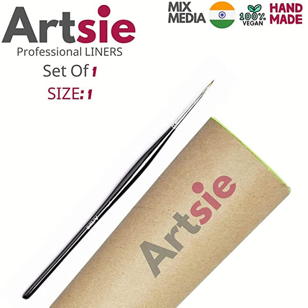 ARTSIE 1/0 Size Short Liner/Detailing Paint Brush Set with Brush Holder for Professional Artist Miniature Premium Handmade Paintbrush Set for Acrylic, Watercolor & Gouache Painting