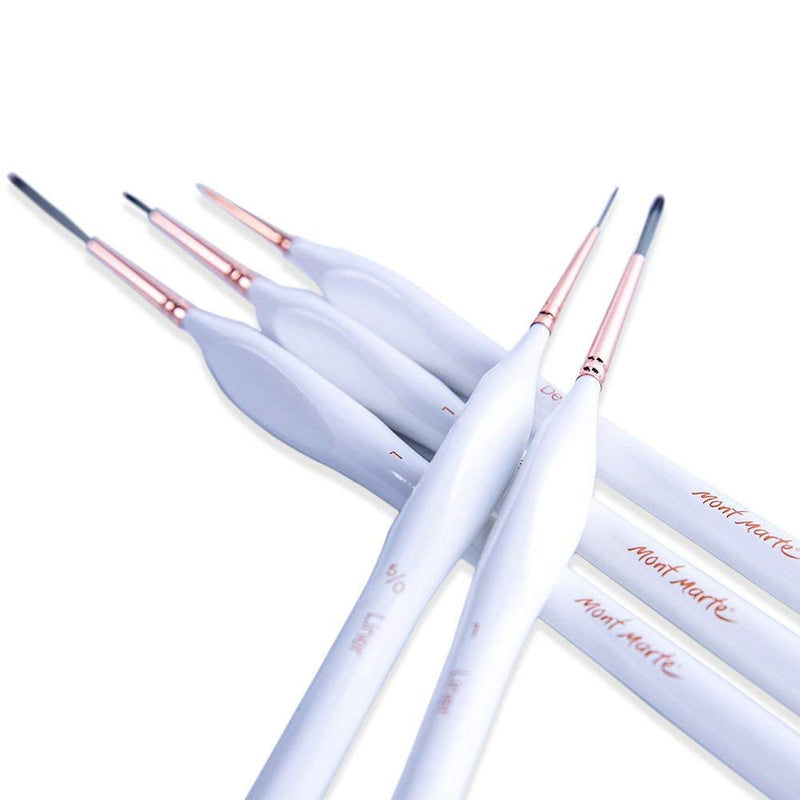 Mont Marte Detail & Liner Taklon Brush Set (Set of 5, White)