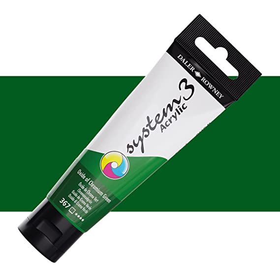 Daler-Rowney System3 Acrylic Colour Paint Plastic Tube (59ml, Oxide Of Chromium Green-367), Pack of 1