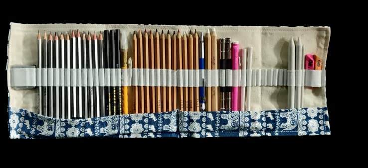 ASINT Sketching Pencil Set, Charcoal Pencils Black 3 & White 2 pcs, Graphite Pencils 12 pcs, Art Knife 1 pcs, Paper Stump 3 pcs, Corot Skin Pencils 12 pc ect.42 pcs Total for Beginners Artist