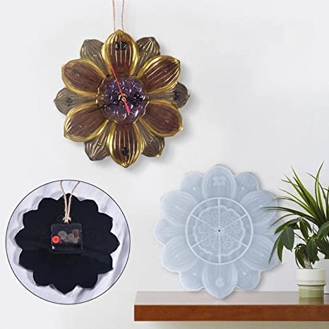Nice Lotus Clock Silicone Mold Wall Decor Epoxy Resin DIY Lovers Home Ornaments 1pcs