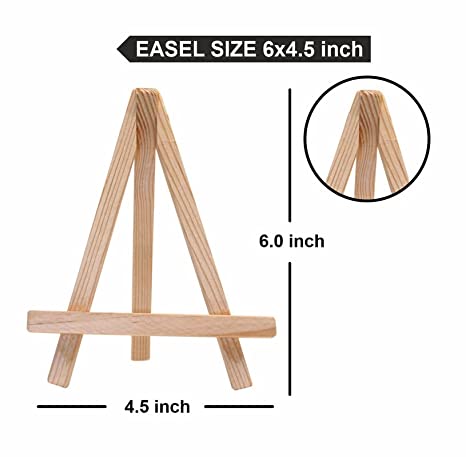 Natural Wooden Easel Stand for Small Tabletop Easels for Art Painting Artist Students and Displaying Photos (6 Inch) (Pack of 4)