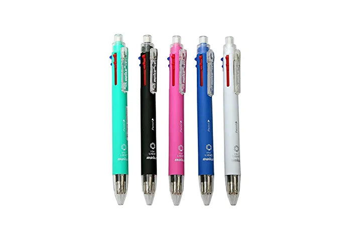 ASINT 6 In 1- Multicolor Pen + Mechanical Pencil Ballpoint Pen Creative Writing Colorful Multi Ball Point Pens For Office & School Stationery - Set of 5 pens
