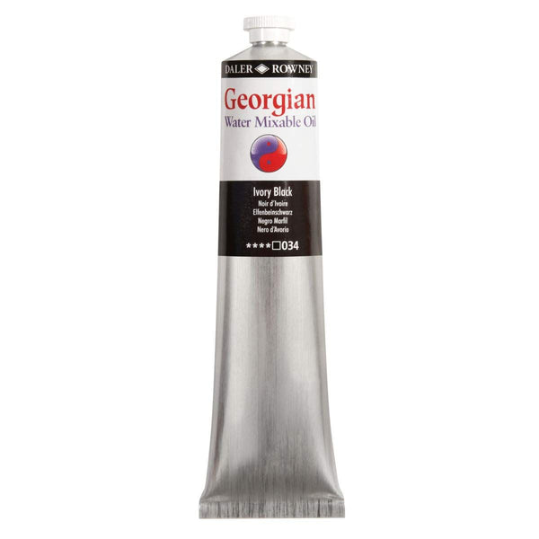 Daler-Rowney Georgian Water Mixable Oil Colour Metal Tube (200ml, Ivory Black-034) Pack of 1