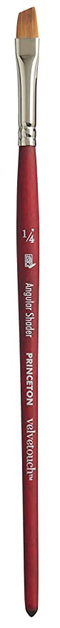 Princeton Velvetouch Short Handle Angle Shader Paint Brush (1/4 Inches)