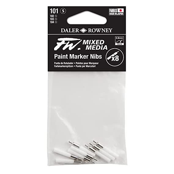 Daler-Rowney FW 0.8mm Mixed Media Paint Marker Nibs Set (8 x Technical Nibs, 101 Small)