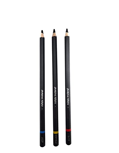 Charcoal Pencils Kit Set of 7 (White Charcoal Pencils 1, 2 Stumps & 1 Kneadable Eraser,3 Black Charcoal Pencils)