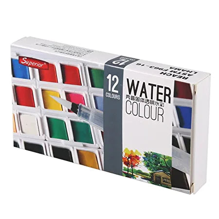 Asint Watercolor Paint with Paintbrush Portable Solid Water Color Paints Pigment Set of 12 Medium
