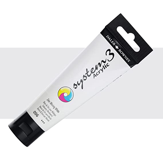 Daler-Rowney System3 Acrylic Colour Paint Plastic Tube (150ml, Zinc Mixing White-006), Pack of 1