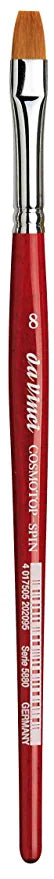 Da Vinci Cosmotop Spin Series 5880 Watercolour Flat Brushes Red Transparent Handle Size 8