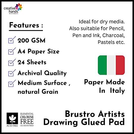 Brustro Artists Colour Pencil Set of 72 (in Elegant tin Box) with Drawing Glued Pad