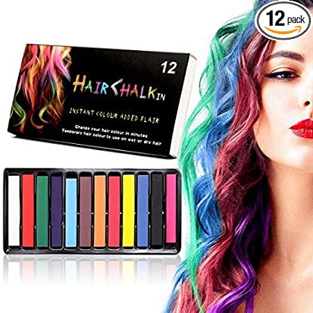Temporary Hair Chalk - Washable Hair Color Safe for Kids And Teen - For Halloween Cosplay Party Girls Gift Kids Toy Birthday Christmas Gifts For Girls - 12 Bright Colors