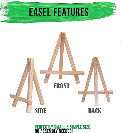 Natural Wooden Easel Stand for Small Tabletop Easels for Art Painting Artist Students and Displaying Photos (6 Inch) (Pack of 4)