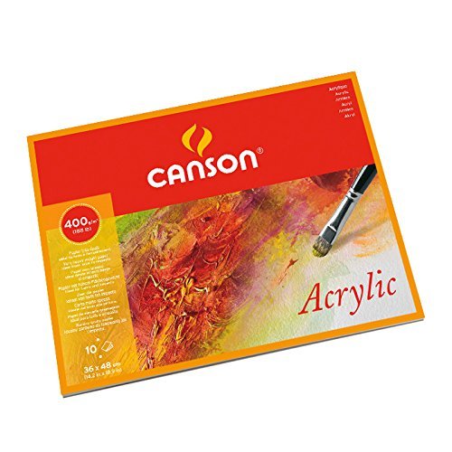 Canson Acrylic 400 GSM Cold Pressed 36 x 48 cm Paper Blocks (White, 10 Sheets)