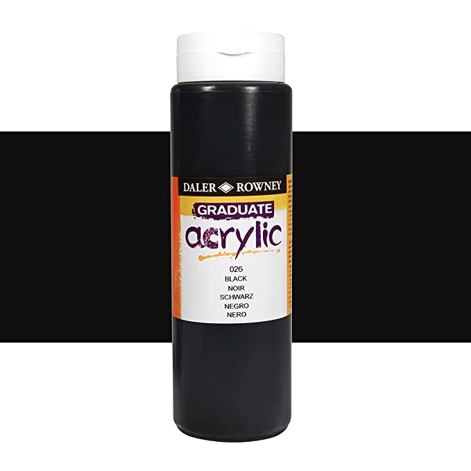 Daler-Rowney Graduate Acrylic Colour Paint Tube (500ml, Black-026) Pack of 1