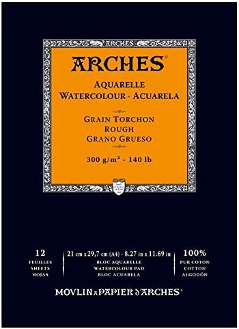 ARCHES Watercolour  Rough grain Pad WHNA 12 Sheet Pad GSM 300, Size A4 21 cm x 29.7 cm