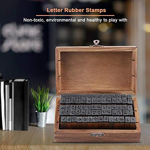 Oytra Rubber Stamps Alphabet Letter Vintage Number Special Characters Wooden ABCD for Journalling Bujo Greeting Card Scrapbooking Artwork