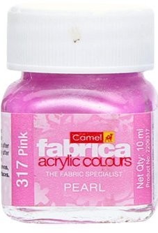 Camel Fabrica Acrylic Colours Individual bottle of Pink in 10 ml, Pearl range (Pack of 2)