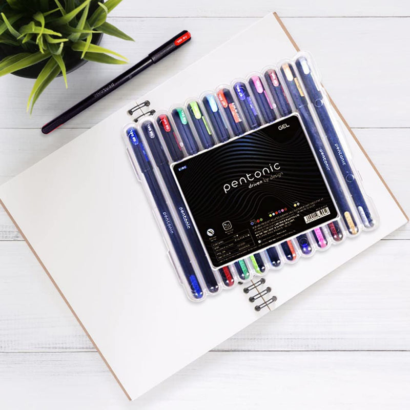 LINC Pentonic Multicolor Gel Pen With Hard Box Case (Set of 12 Pcs)