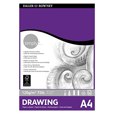 Daler-Rowney Simply Drawing Paper Pad (120 GSM, A4, 50 Sheets) Pack of 1