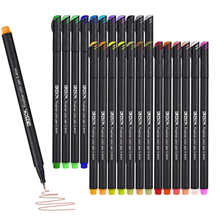 Fineliner Pen Set 24 Journal Markers Pen 0.4mm Micron Fineliners Drawing Sketch Marker Tiralineas Art Markers (Set of 24)