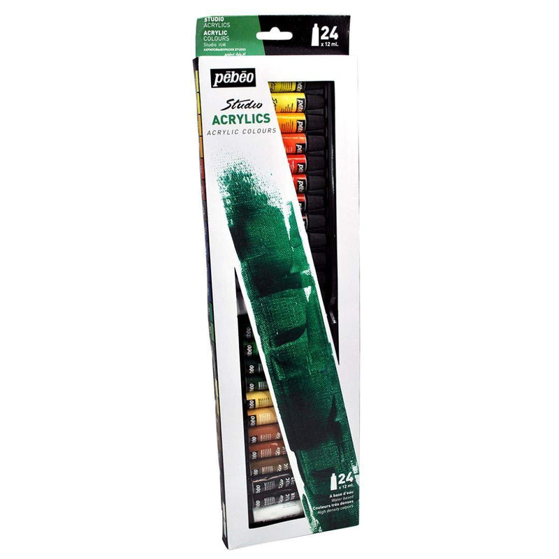 Pebeo High Viscosity Studio Acrylics - Set of 24 Colours in 12 ml Tubes