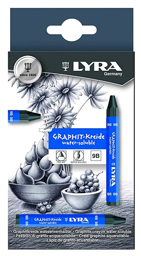 Lyra Watercolour Graphite Pastels 9B (12 Pencils In Cardboard Box)