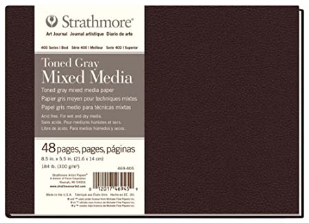 STRATHMORE 400 SERIES TONED MIXED MEDIA HARDBOUND BOOKS TONED GRAY 48 sheets (8.5"x5.5"), 21.6 x 14 cm