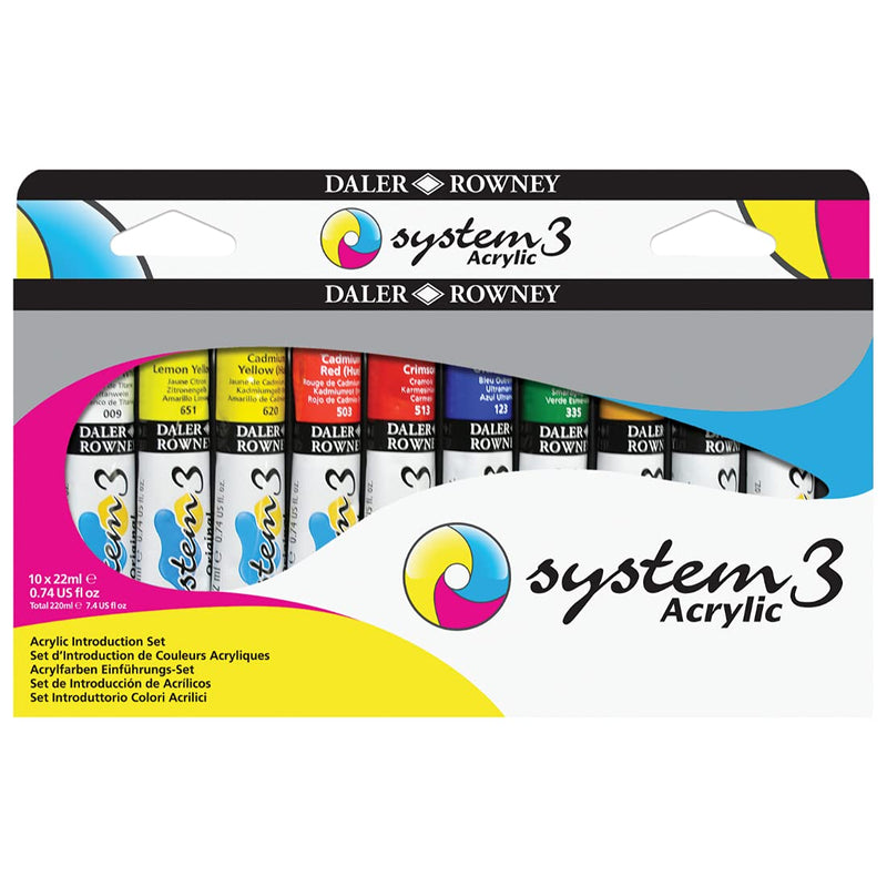 Daler-Rowney System3 Acrylic Colour Intro Set (10x22ml Tubes)