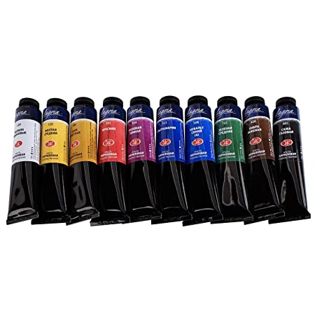 Ladoga Artists Acrylic Colours Set from Ne-vs-kaya, Multicolour, 10 colors x 46 ml