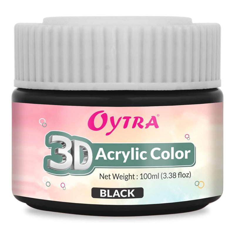 Oytra Black Acrylic Paint Colour 100 ml for Painting Drawing on Canvas Wall Poster Board Mandala Diya Glass Grafitti Artists