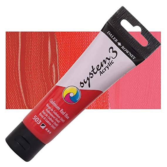 Daler-Rowney System3 Acrylic Colour Paint Plastic Tube (59ml, Cadmium Red Hue-503), Pack of 1