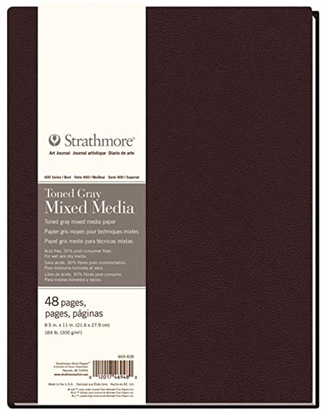 STRATHMORE 400 SERIES TONED MIXED MEDIA HARDBOUND BOOKS TONED GRAY 48 sheets (8.5"x11")