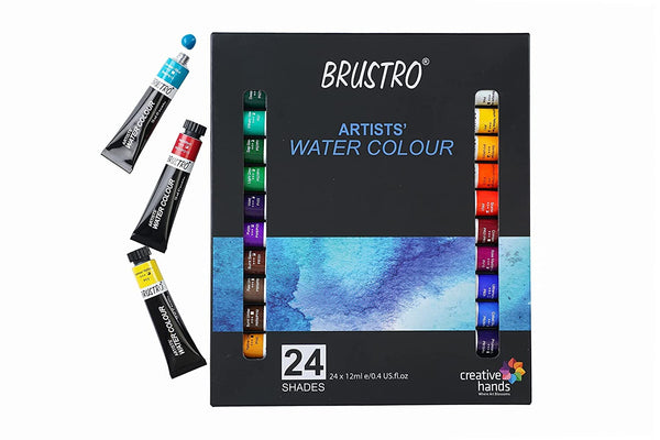 BRUSTRO Artists Watercolour Set of 24 Colours X 12ML Tubes