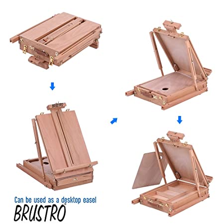 Brustro Artists Studio Portable Wooden Box French Easel, Holds Canvases Upto 33".